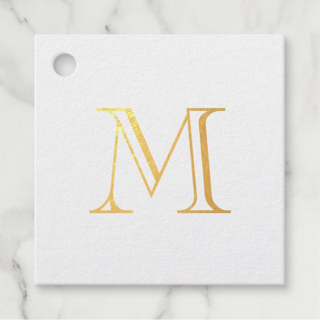 Einfaches goldenes Monogramm Geschenkanhänger (Vorderseite)