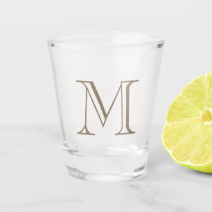Einfaches goldenes Monogramm Schnapsglas