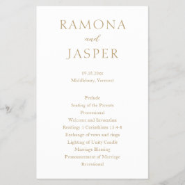 Einfaches Goldkühnes Hochzeitsprogramm