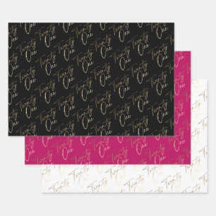 Einfaches Goldschrift Einundzwanzig 21. Geburtstag Geschenkpapier Set