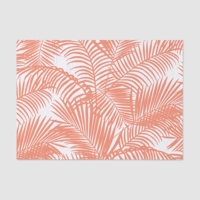 Einfaches Goldtropische korallenrote schicke Palme Seidenpapier (Vorderseite)