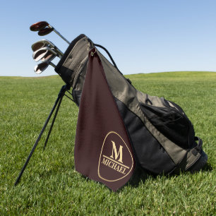 Einfaches Golfhandtuch mit beiger Monogramm-Muster