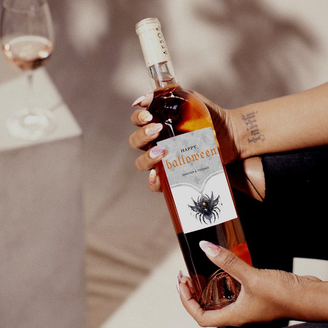 Einfaches gotisches Halloween-Party Weinetikett (Von Creator hochgeladen)