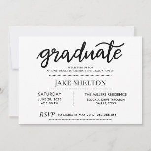 Einfaches Graduate Script Open House Abschluss Einladung