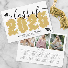 Einfaches Graduiertenfoto Collage Gold Abschluss Ankündigung