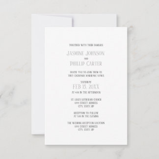 Einfaches Grau-Design - 3x5 Hochzeit/Empfang einla Einladung