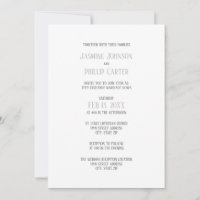 Einfaches graues Design - Hochzeit/Empfangs Einlad
