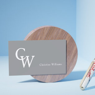 Einfaches graues elegantes Monogramm Professional Visitenkarte
