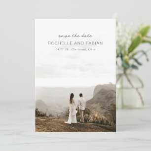 Einfaches graues Foto Elegante Hochzeit Save The Date