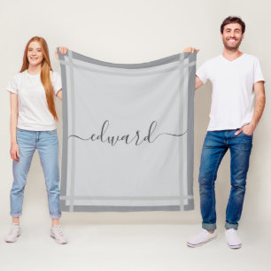 Einfaches graues Individuelle Name Fleecedecke