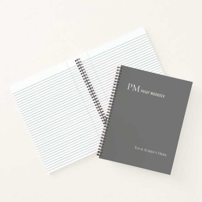 Einfaches graues Individuelle Name Notizbuch (Innenseite)