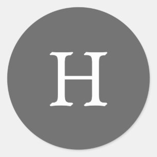 Einfaches graues Monogramm-Hochzeit Runder Aufkleber