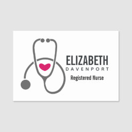 Einfaches graues PflegeStethoskop mit rotem Herzen Namensschild