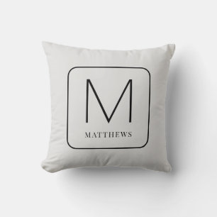 Einfaches graues und schwarzes modernes Monogramm- Kissen