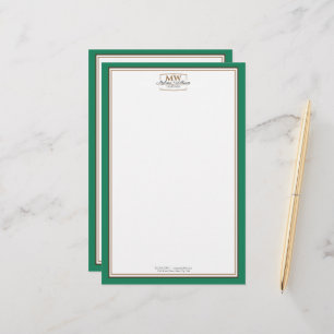 Einfaches Green Monogram Business Briefpapier