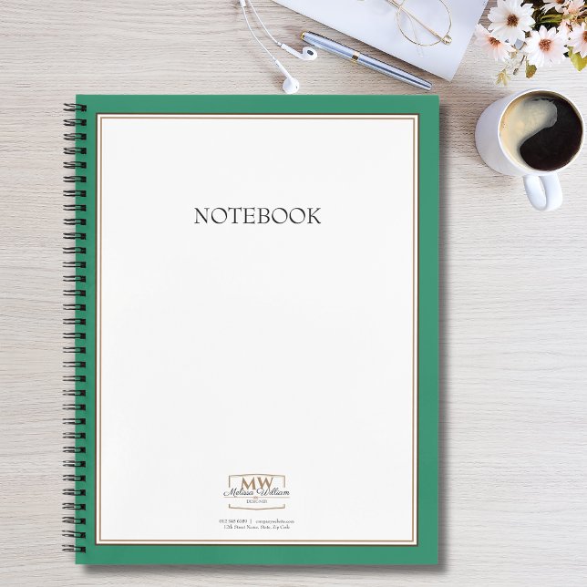 Einfaches Green Monogram Business Notizbuch (Von Creator hochgeladen)