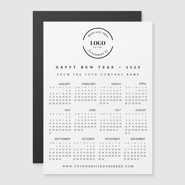 Einfaches großes Logogelingen Neujahr 2026 Magnetkarte (Vorne/Hinten)