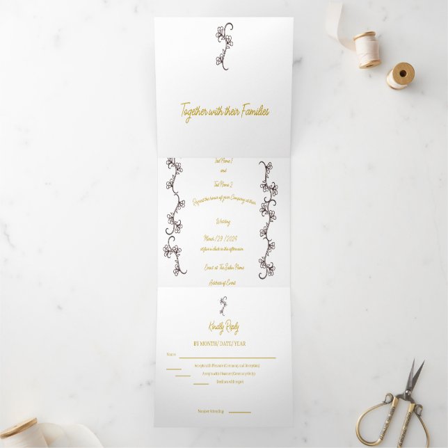 einfaches Grün Dreifach Gefaltete Einladung (Innenseite)