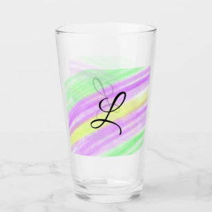Einfaches grün lila Aquarell fügen Sie Ihr Monogra Glas