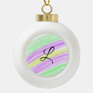 Einfaches grün lila Aquarell fügen Sie Ihr Monogra Keramik Kugel-Ornament