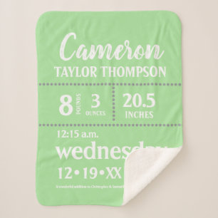 Einfaches Grünes Baby-Geburtsstat Kinderzimmer Sherpadecke