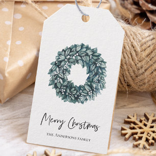Einfaches grünes Gewässer Frohe Weihnachten Geschenkanhänger
