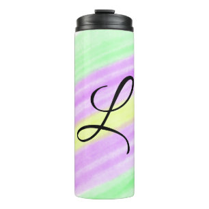 Einfaches grünes lila Aquarell fügen Sie Ihr Monog Thermosbecher