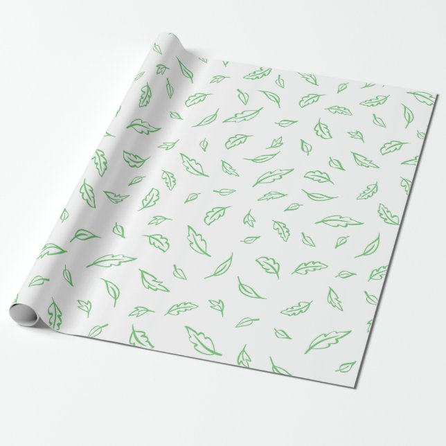Einfaches grünes Weißleaf Textur-Papier Geschenkpapier (Ungerollt)