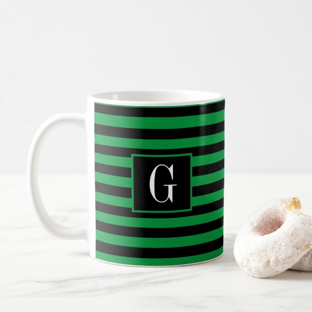 Einfaches Grünstreifen Vatertag Kaffeetasse (Mit Donut)