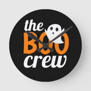 Einfaches Halloween-Crew-Gespenst Runde Wanduhr