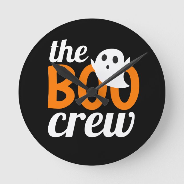 Einfaches Halloween-Crew-Gespenst Runde Wanduhr (Vorderseite)