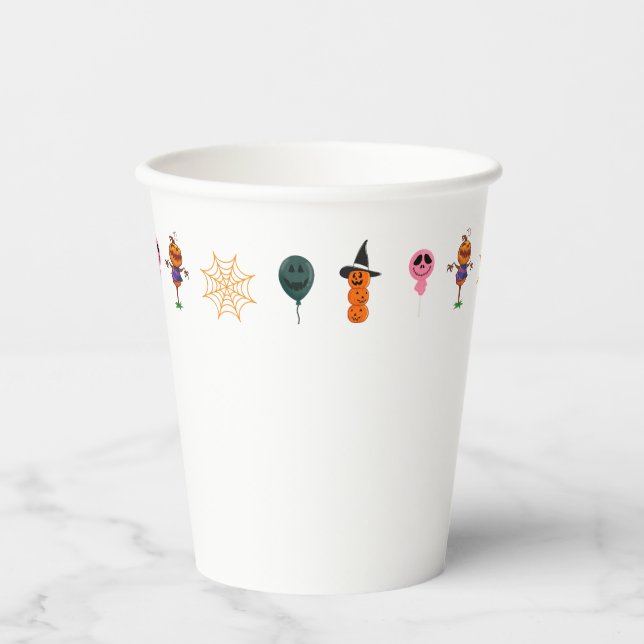 Einfaches Halloween-Kürbisgesichtsgeister beängsti Pappbecher (Vorderseite)