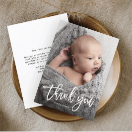 Einfaches handgeschriebenes Baby-Foto Dankeskarte