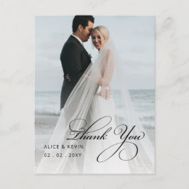 Einfaches handgeschriebenes Foto Hochzeit Vielen D Postkarte