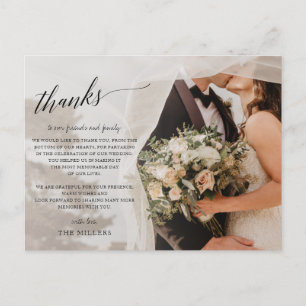 Einfaches handgeschriebenes Foto Hochzeit Vielen D Postkarte