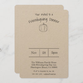 Einfaches handgeschriebenes Pumpkin Friendsgiving- Einladung