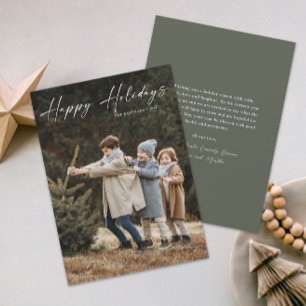 Einfaches handgeschriebenes Skript-Foto-Happy Feiertagskarte