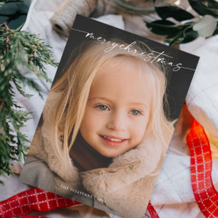 Einfaches handgeschriebenes Skript Foto Weihnachte Feiertagskarte