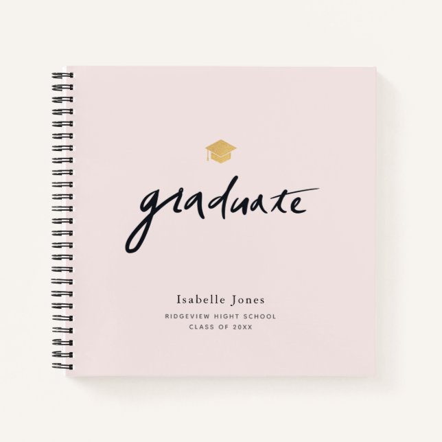 Einfaches handgeschriebenes Skript Rosa Foto Absch Notizbuch (Vorderseite)