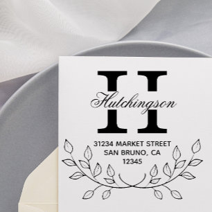 Einfaches handgezeichnet Kraut Grüne Rücksendead Permastempel