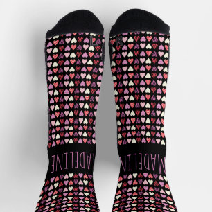 Einfaches handgezeichnetes Valentinstag-Herzmuster Socken