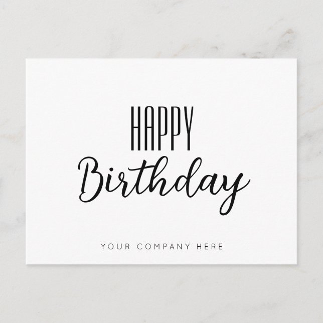 Einfaches Happy Birthday Business Postkarte (Vorderseite)
