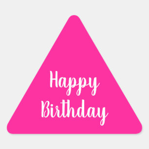 Einfaches Happy Birthday Hot Pink Dreieckiger Aufkleber