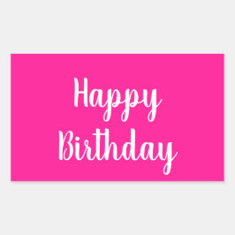 Einfaches Happy Birthday Hot Pink Rechteckiger Aufkleber