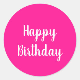 Einfaches Happy Birthday Hot Pink Runder Aufkleber
