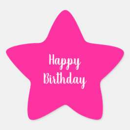 Einfaches Happy Birthday Hot Pink Stern-Aufkleber