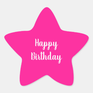 Einfaches Happy Birthday Hot Pink Stern-Aufkleber