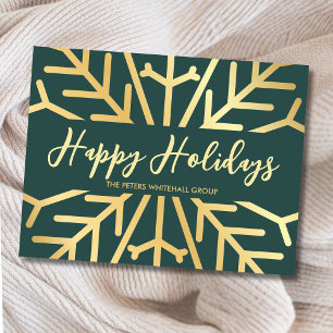 Einfaches Happy Holidays Snowflake Gold Business Postkarte