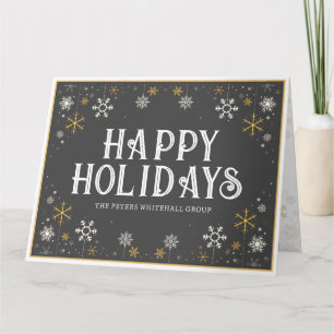 Einfaches Happy Holidays Snowflake Gold Gray Busin Karte