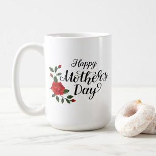 Einfaches Happy Mother's Day Florale Kalligrafie Kaffeetasse